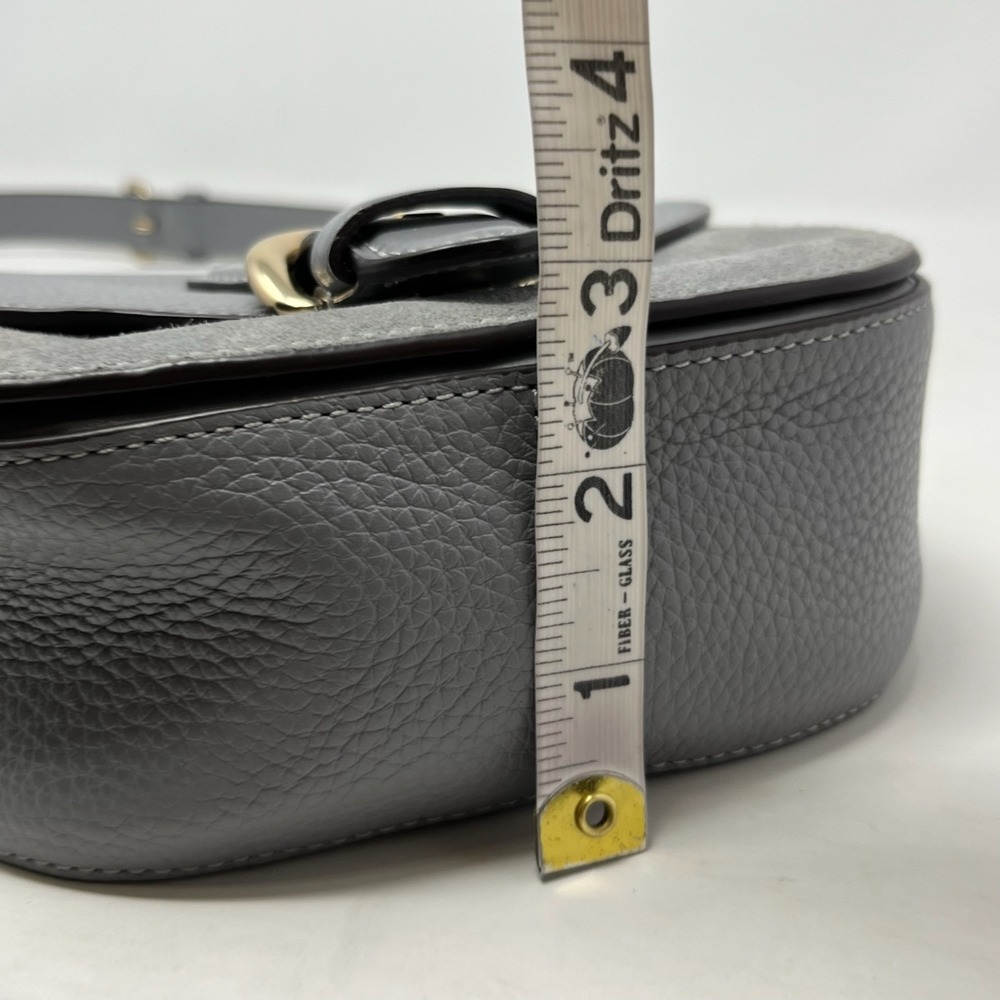 COACH Kleo Shoulder Bag 17 Crossbody Gray Leather Suede Granite Saddle C5687 - Picture 15 of 16